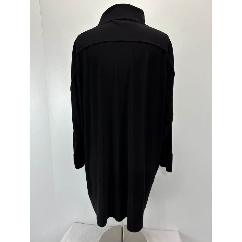 Norma Kamali Box Shirt Dress Swim Cover Sz Large Women's Black Draped Minimalist - Picture 3 of 7